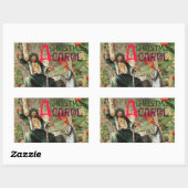 Sticker Rectangulaire Illustration du Fantôme de Noël Présent Scrooge (Feuille)
