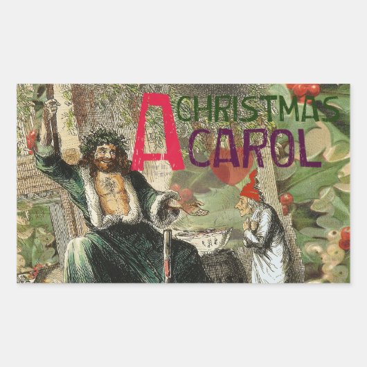 Sticker Rectangulaire Illustration du Fantôme de Noël Présent Scrooge (Devant)