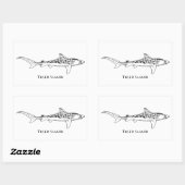 Sticker Rectangulaire Illustration du requin tigre (Feuille)