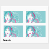 Sticker Rectangulaire Illustration d'une femme artiste (Feuille)