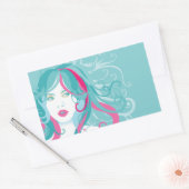 Sticker Rectangulaire Illustration d'une femme artiste (Enveloppe)