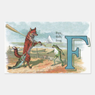 Sticker Rectangulaire Illustration fantaisiste de renard et de grenouill