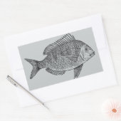 Sticker Rectangulaire Illustration marine de poisson vintage (Enveloppe)