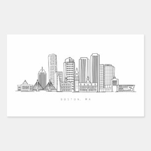 Sticker Rectangulaire Illustration minimaliste de l'horizon de la ville