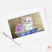 Sticker Rectangulaire Illustration vintage de chaton blanc (Enveloppe)