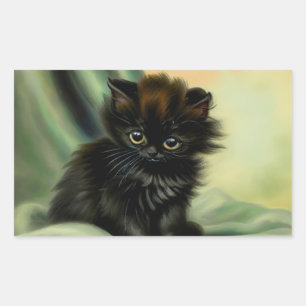 Sticker Rectangulaire Illustration vintage de Kitten noir