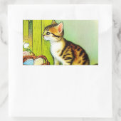 Sticker Rectangulaire Illustration vintage Tabby Cat (Sac)