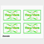 Sticker Rectangulaire Ils Les Tourbillons Vertes (Feuille)