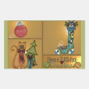 Sticker Rectangulaire Image de Noël de chat de Kitty