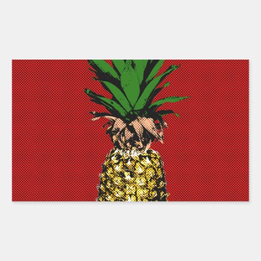 Sticker Rectangulaire Image Newsprint ananas (Devant)