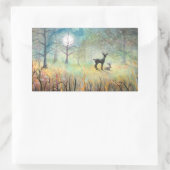 Sticker Rectangulaire Imaginaire de cerfs et de lapins Art de la faune (Sac)