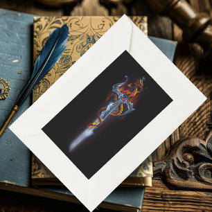 Sticker Rectangulaire Imaginaire d'épée de dragon rouge