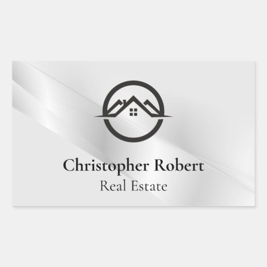 Sticker Rectangulaire Immobilier Argent Élégant (Devant)