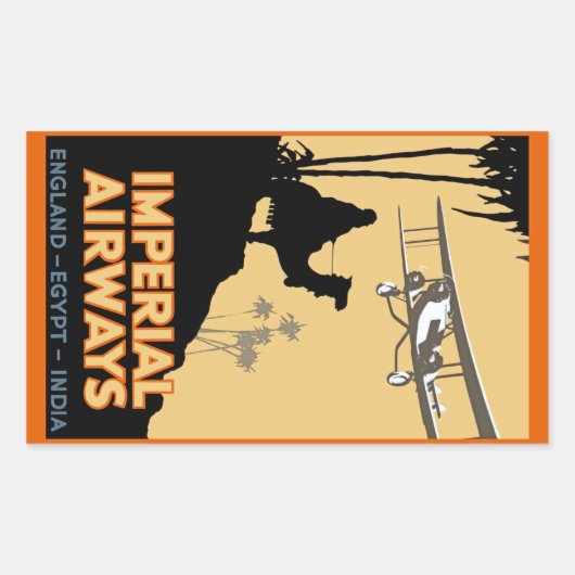 Sticker Rectangulaire Imperial Airways ~ Angleterre - Égypte - Inde (Devant)