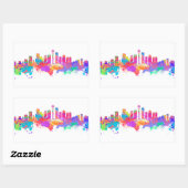 Sticker Rectangulaire Impression d'aquarelle de l'horizon de Seattle USA (Feuille)