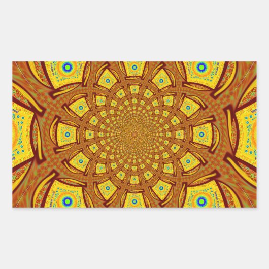 Sticker Rectangulaire Impression d'art Kaleidoscope d'or (Devant)