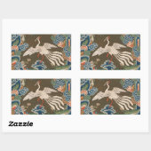 Sticker Rectangulaire Impression de broderie en soie blanche antique chi (Feuille)