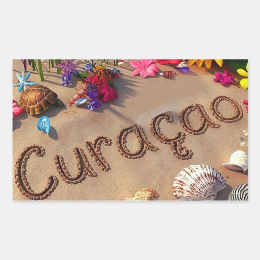 Sticker Rectangulaire Impression de Curaçao (Devant)