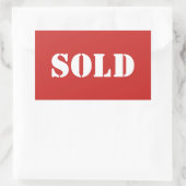 Sticker Rectangulaire Impression de mot de typographie SOLD en rouge (Sac)