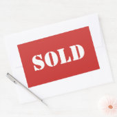 Sticker Rectangulaire Impression de mot de typographie SOLD en rouge (Enveloppe)