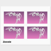 Sticker Rectangulaire Impression de tatouage blanc sur dégradé violet (Feuille)