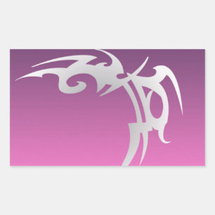 Sticker Rectangulaire Impression de tatouage blanc sur dégradé violet
