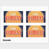 Sticker Rectangulaire Impression de voyage vintage Bombay. (Feuille)