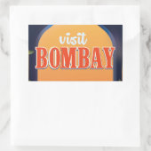Sticker Rectangulaire Impression de voyage vintage Bombay. (Sac)