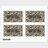Sticker Rectangulaire Impression léopard avec feuille noire fausse et te (Feuille)