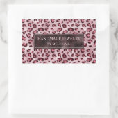 Sticker Rectangulaire Impression léopard rose avec faux feuille et texte (Sac)