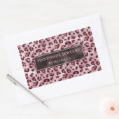 Sticker Rectangulaire Impression léopard rose avec faux feuille et texte (Enveloppe)
