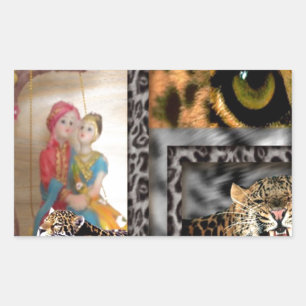 Sticker Rectangulaire Impression Tiger & Couple Art