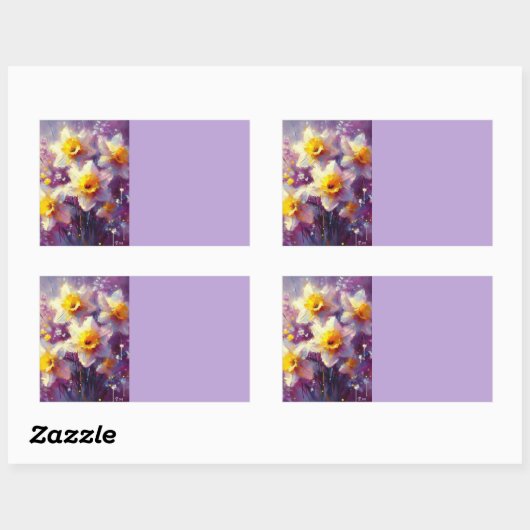 Sticker Rectangulaire Impressionniste Daffodique Floral Organisation Éti (Feuille)