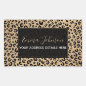 Sticker Rectangulaire Imprimé élégant léopard noir paillettes or (Devant)