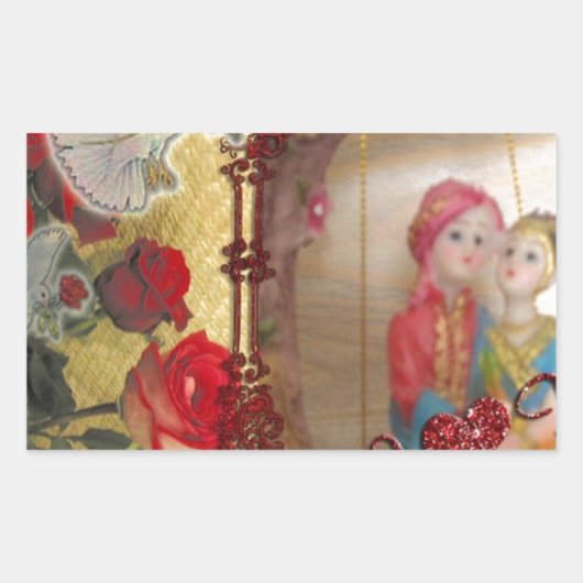 Sticker Rectangulaire Imprimer mariage Doll Portrait Graphique (Devant)