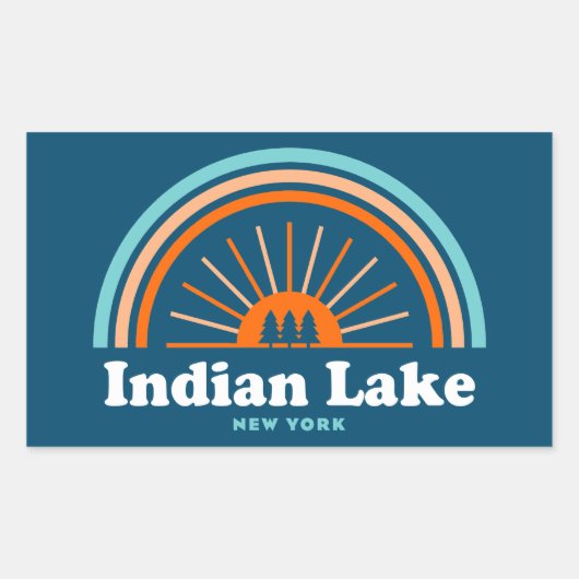 Sticker Rectangulaire Indian Lake New York Rainbow (Devant)