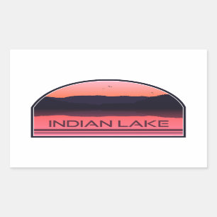 Sticker Rectangulaire Indian Lake New York Red Sunrise
