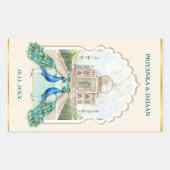 Sticker Rectangulaire Indian Peacock Gold Taj Mahal Mariage esthétique (Devant)