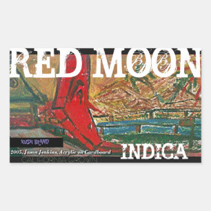 STICKER RECTANGULAIRE INDICA LUNE ROUGE