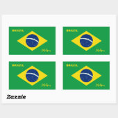 Sticker Rectangulaire Indicateur Brésil de nom personnalisé (Feuille)