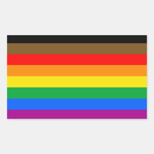Sticker Rectangulaire Indicateur de fierté LGBTQ (8 bandes) (Devant)