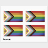 Sticker Rectangulaire Indicateur de la fierté de progrès intersexe inclu (Feuille)