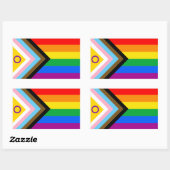 Sticker Rectangulaire Indicateur de la fierté de progrès intersexe inclu (Feuille)