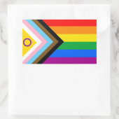 Sticker Rectangulaire Indicateur de la fierté de progrès intersexe inclu (Sac)