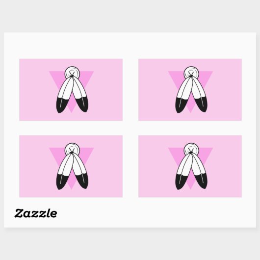 Sticker Rectangulaire Indicateur triangle rose à deux esprits (Feuille)