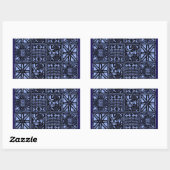 Sticker Rectangulaire Indigo Batik Quilt (Feuille)