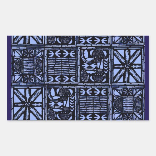 Sticker Rectangulaire Indigo Batik Quilt (Devant)