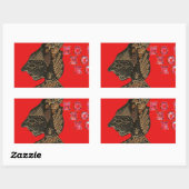Sticker Rectangulaire Indonesi Shadow Puppet Hohoho Design sur toile rou (Feuille)
