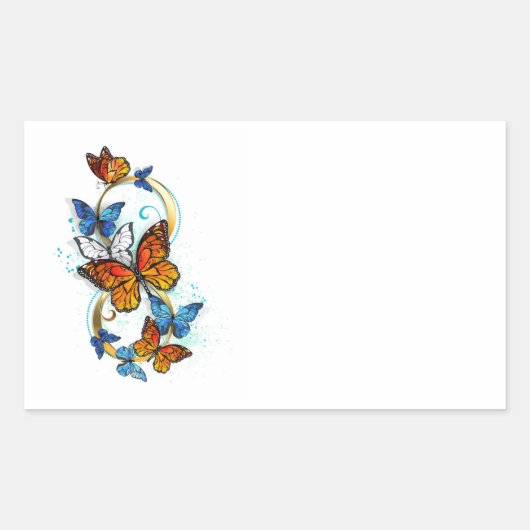 Sticker Rectangulaire Infinité de papillons monarques (Devant)