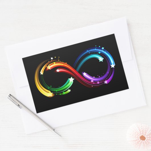 Sticker Rectangulaire Infinity symbol of rainbow comets (Enveloppe)